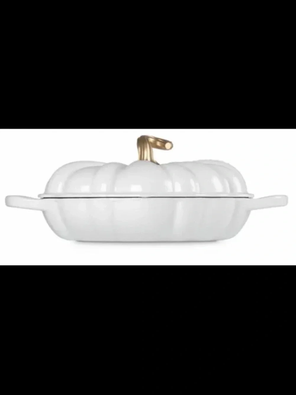 ~Le Creuset* NEW *White Pumpkin Casserole with Gold Stem Braiser…